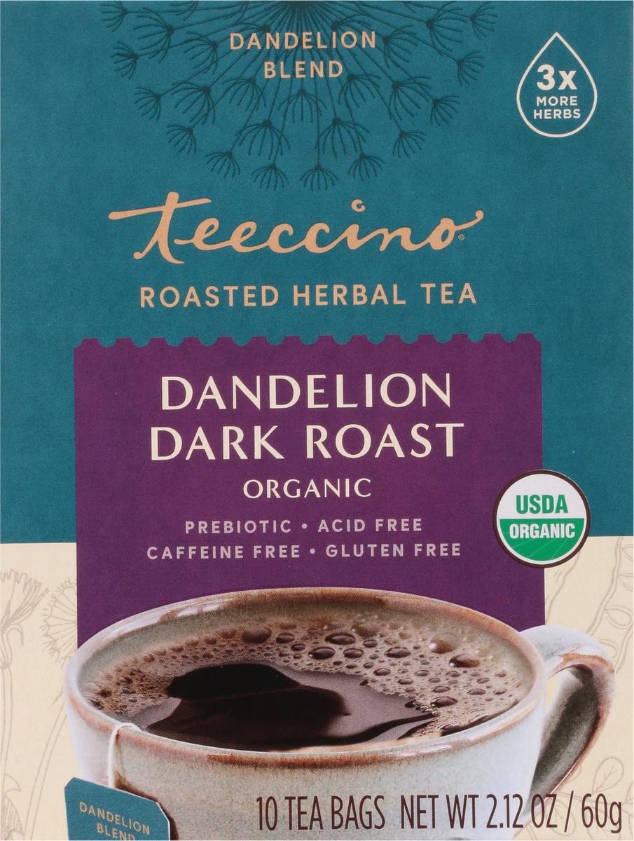 slide 6 of 9, Teeccino Dark Dandelion Tea, 10 ct