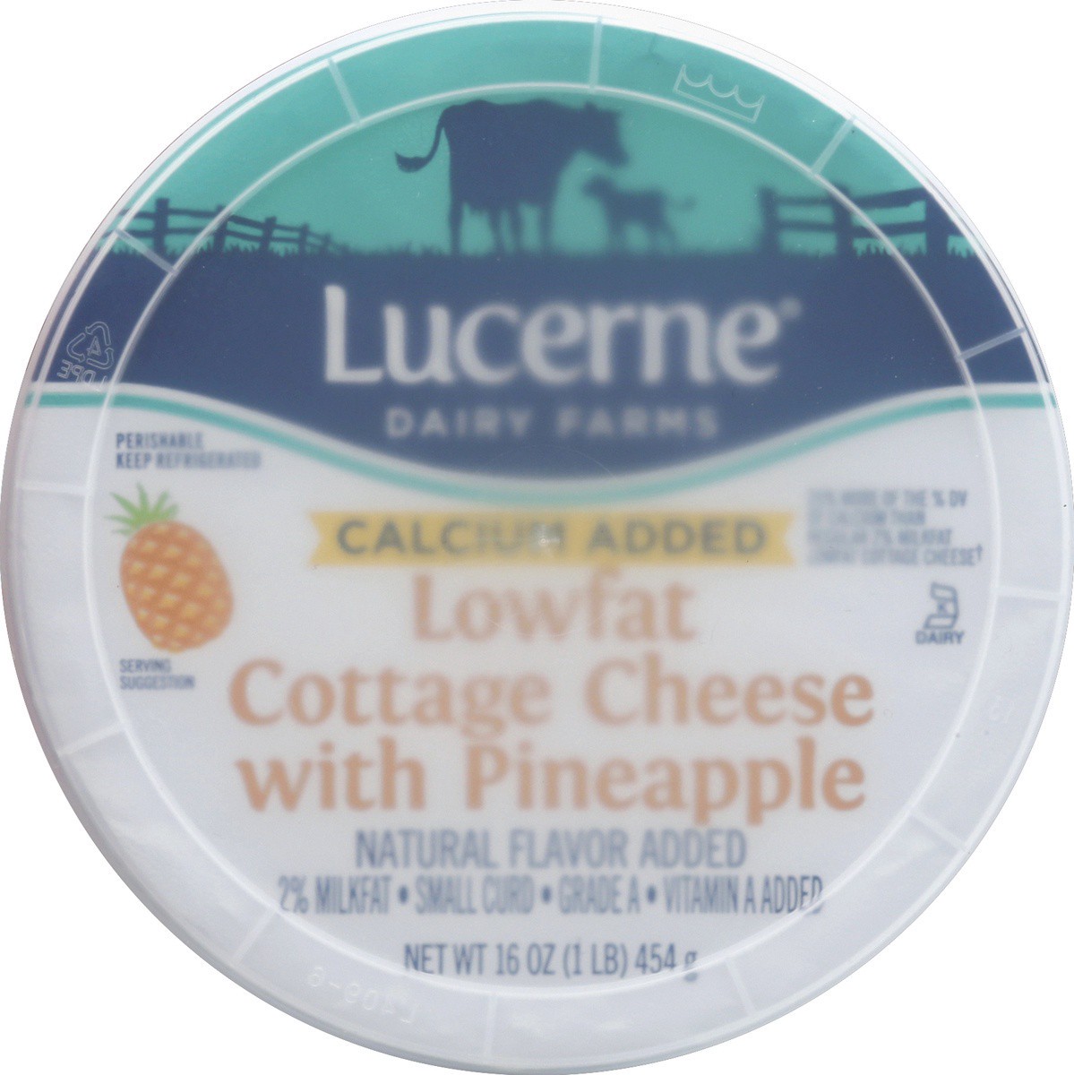 slide 2 of 3, Lucerne Dairy Farms Cottage Cheese Lowfat 2% Calcium Fortified Pineapple, 16 oz