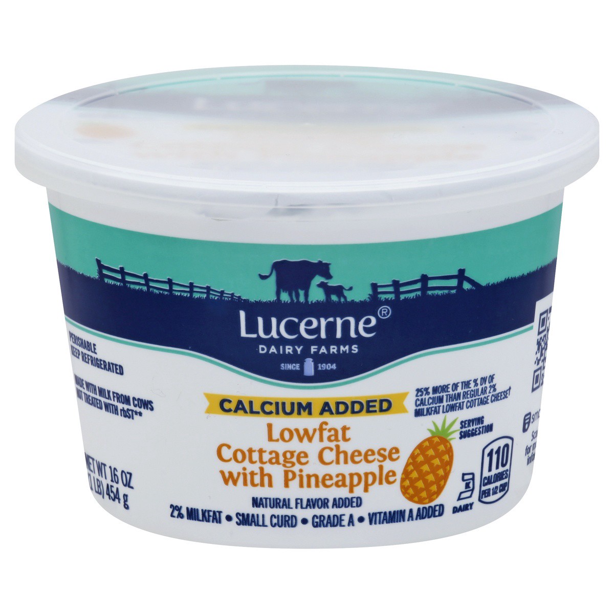 slide 1 of 3, Lucerne Dairy Farms Cottage Cheese Lowfat 2% Calcium Fortified Pineapple, 16 oz