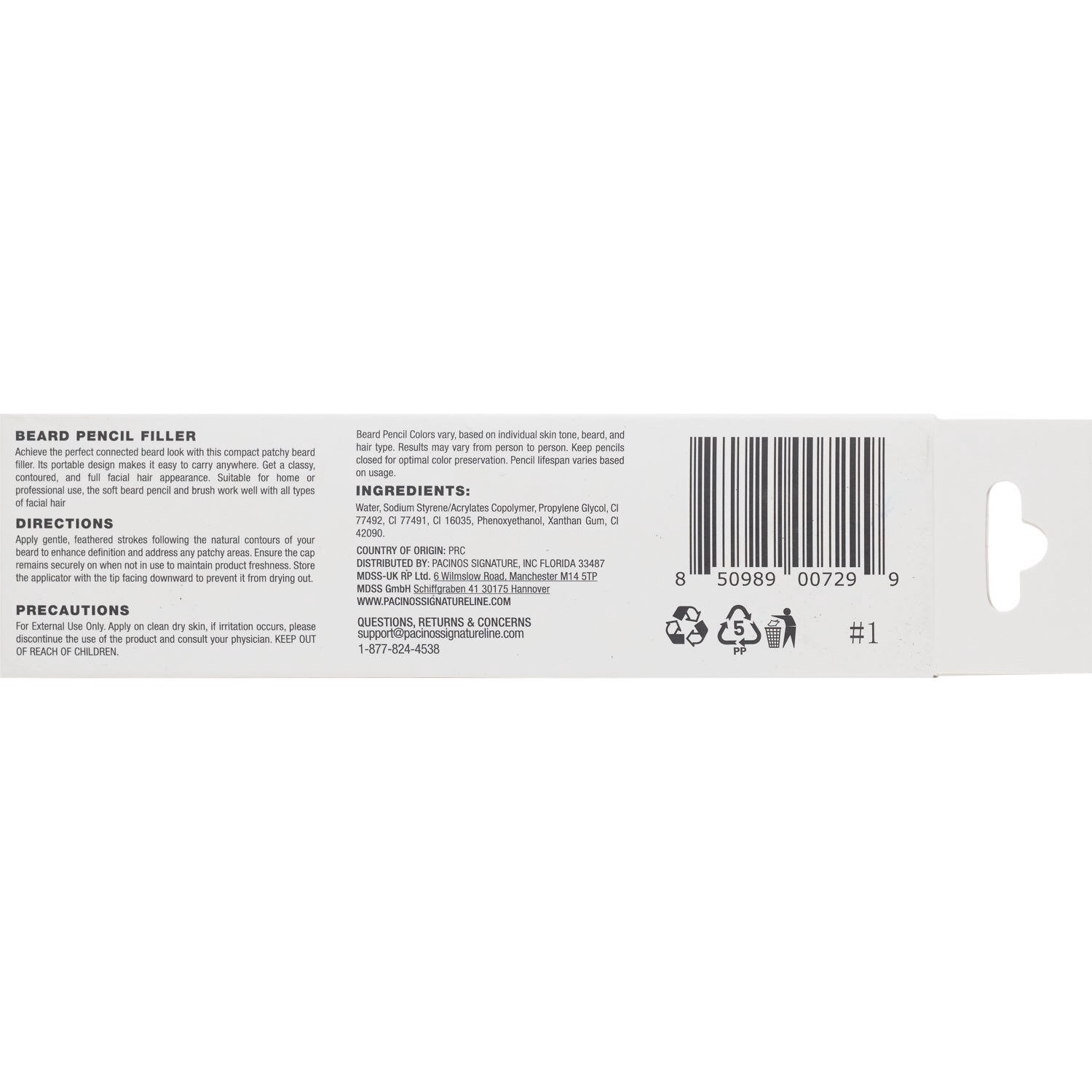 slide 2 of 2, Pacinos Black Beard Pencil Filler 5 g, 0.88 oz