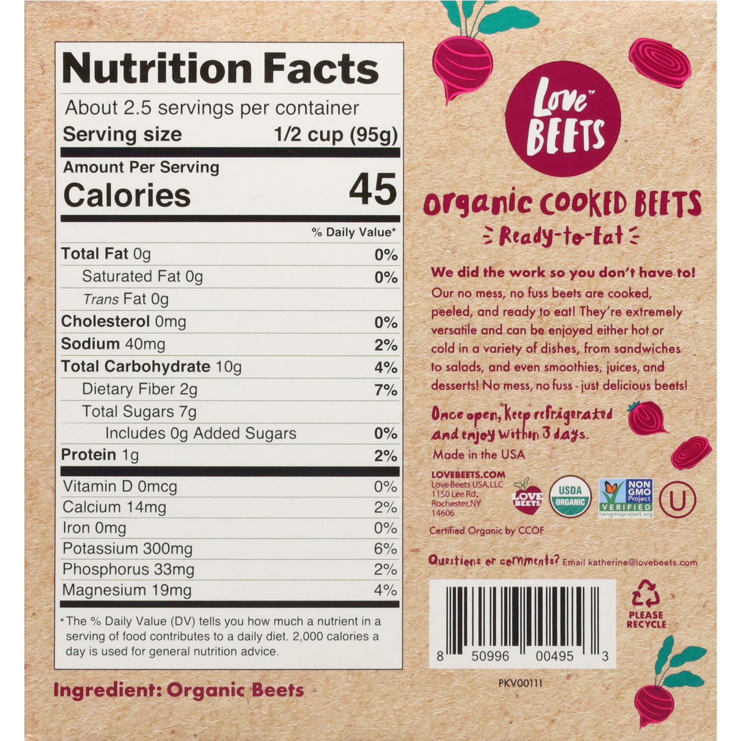 slide 2 of 3, Love Beets Organic Cooked Beets 8.8 oz. Box, 8.8 oz