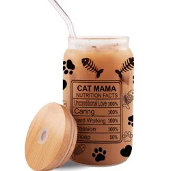 Nifty Cat Mom Glass with Straw, 1 ct