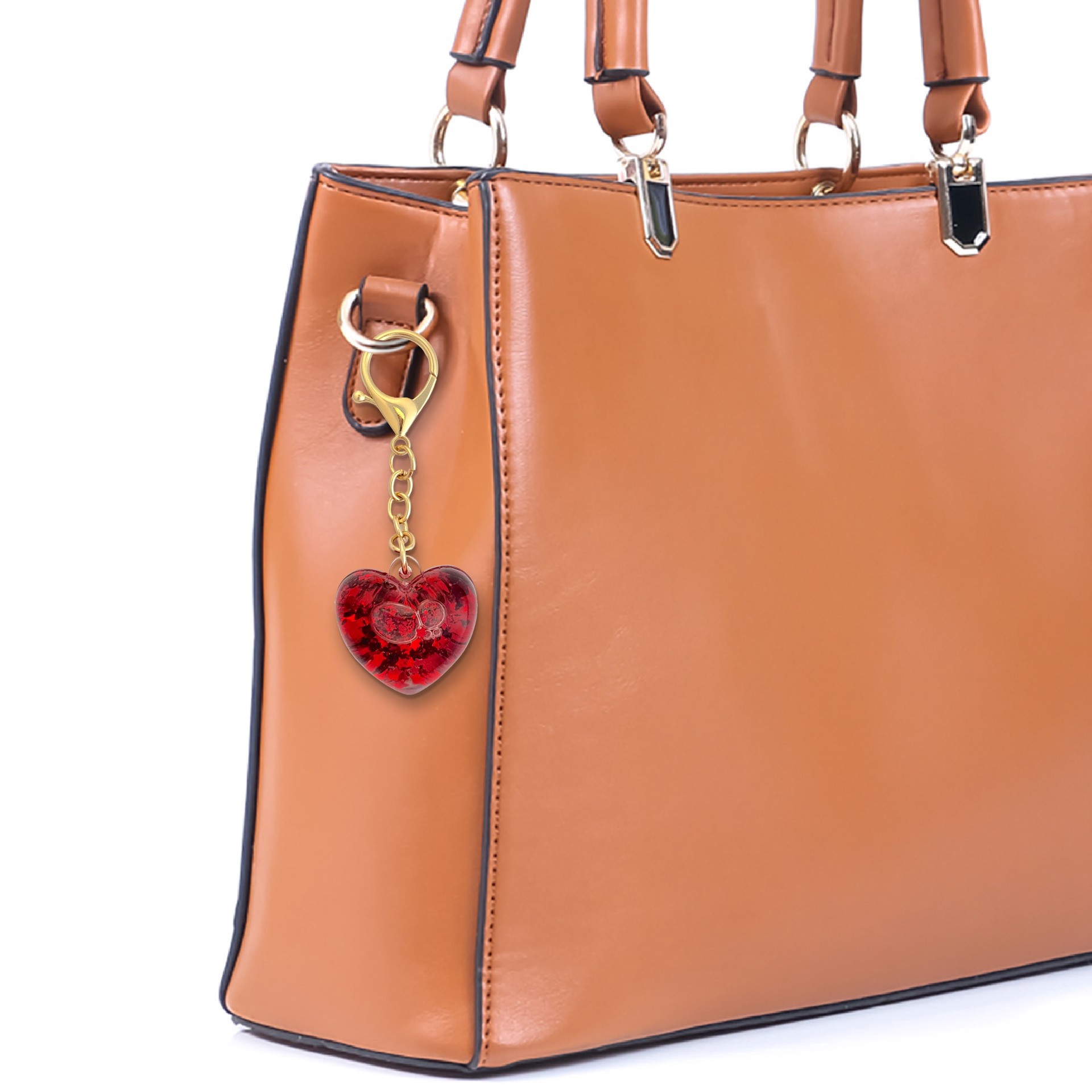 slide 3 of 3, Blue Moon Studio Red Shaker Heart Bag Charm, 1.46 in x 1.46 in x 1.06 in