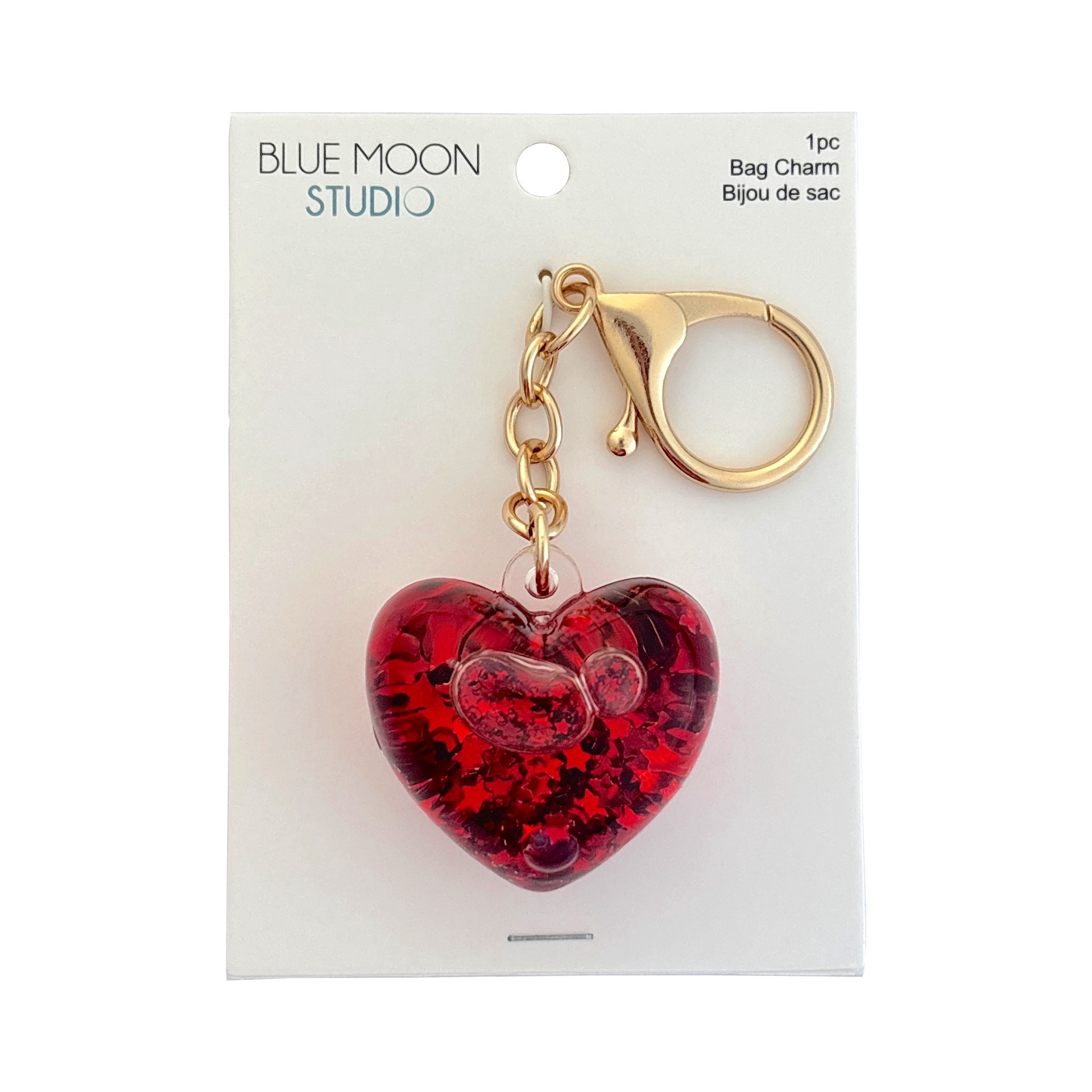 slide 2 of 3, Blue Moon Studio Red Shaker Heart Bag Charm, 1.46 in x 1.46 in x 1.06 in