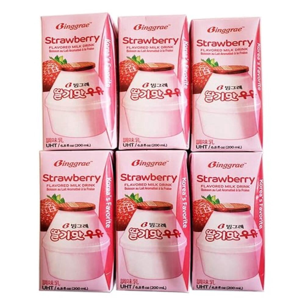 slide 2 of 2, Binggrae Strawberry Flavored Milk Drink 6 - 6.8 fl oz Cartons, 6 ct