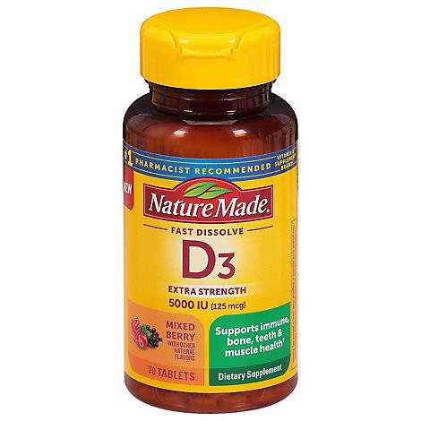 slide 1 of 1, Nature Made D3 Fast Dissolve Mixed Berry Tablets - 70 Count, 70 ct