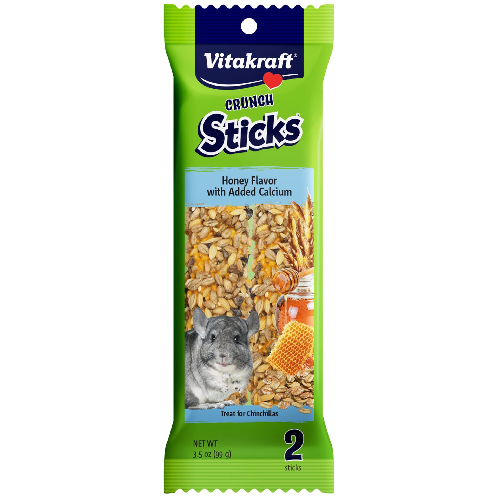 slide 1 of 1, Vitakraft Crunch Sticks Honey & Calcium Chinchilla Treat, 2 ct