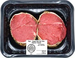 Bacon Wrapped Salt and Pepper Crusted Petite Beef Sirloin Steaks