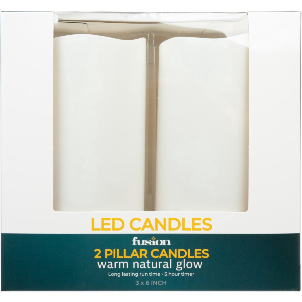 slide 1 of 3, Fusion™ LED Pillar Candles, 2 ct