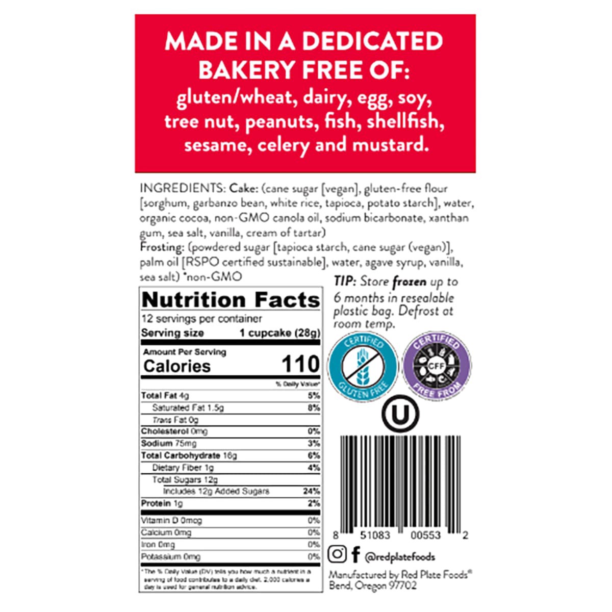 slide 2 of 2, Red Plate Chocolate Cupcakes 12 Each, 12 ct; 11.85 oz