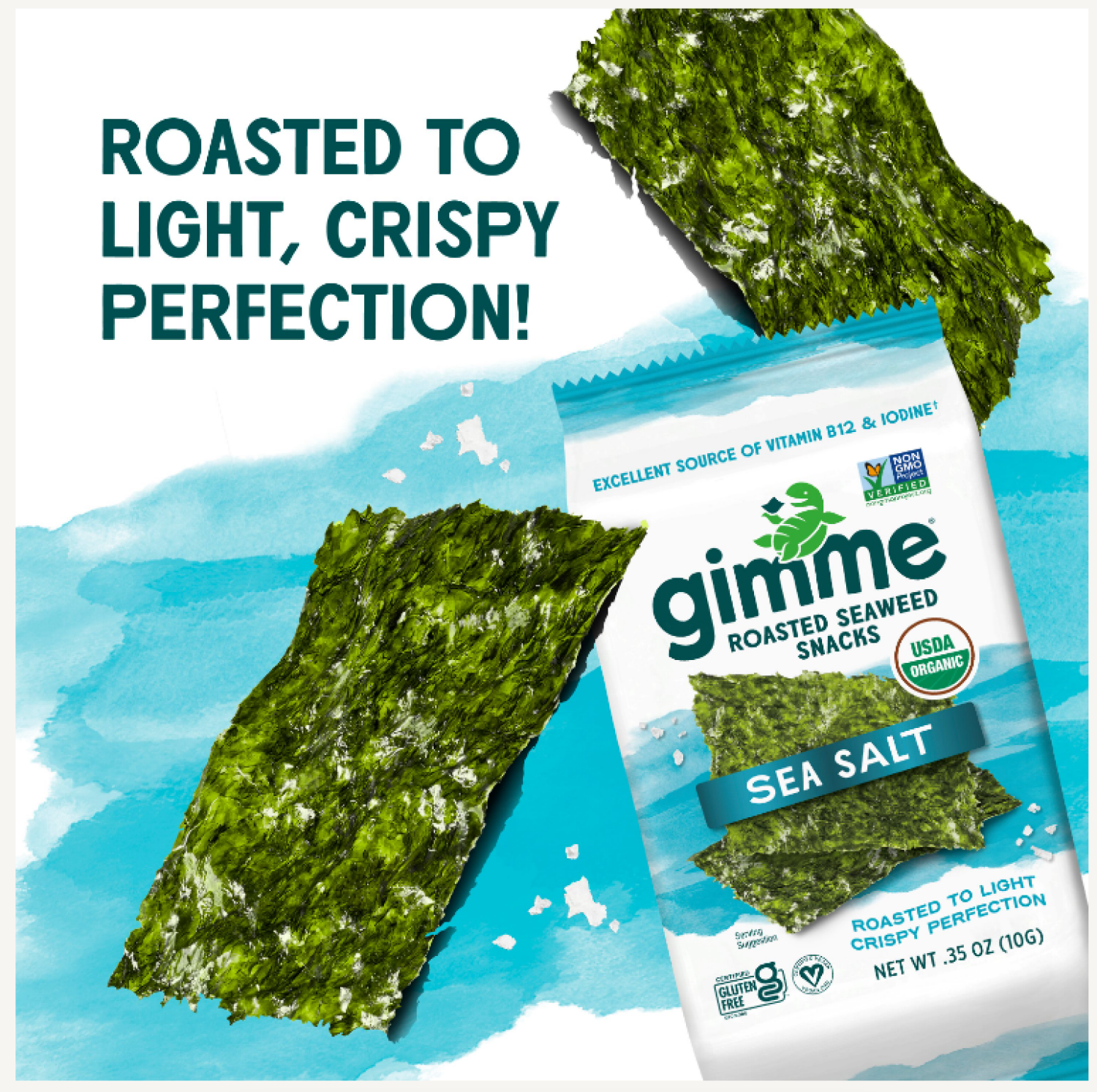 slide 2 of 2, gimme Seaweed Organic Premium Roasted Seaweed Snack, Sea Salt, .35oz, 0.35 oz