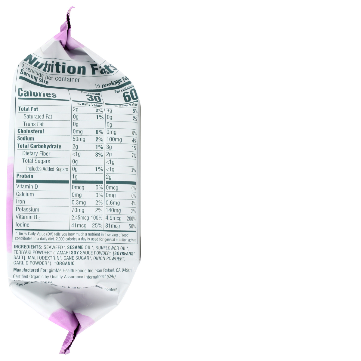 slide 2 of 2, gimme Seaweed Organic Premium Roasted Seaweed Snack, Teriyaki- 0.35 oz, 0.35 oz