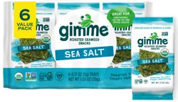 gimMe Roasted Sea Salt Seaweed Snacks Value Pack 6 - 0.17 oz Trays