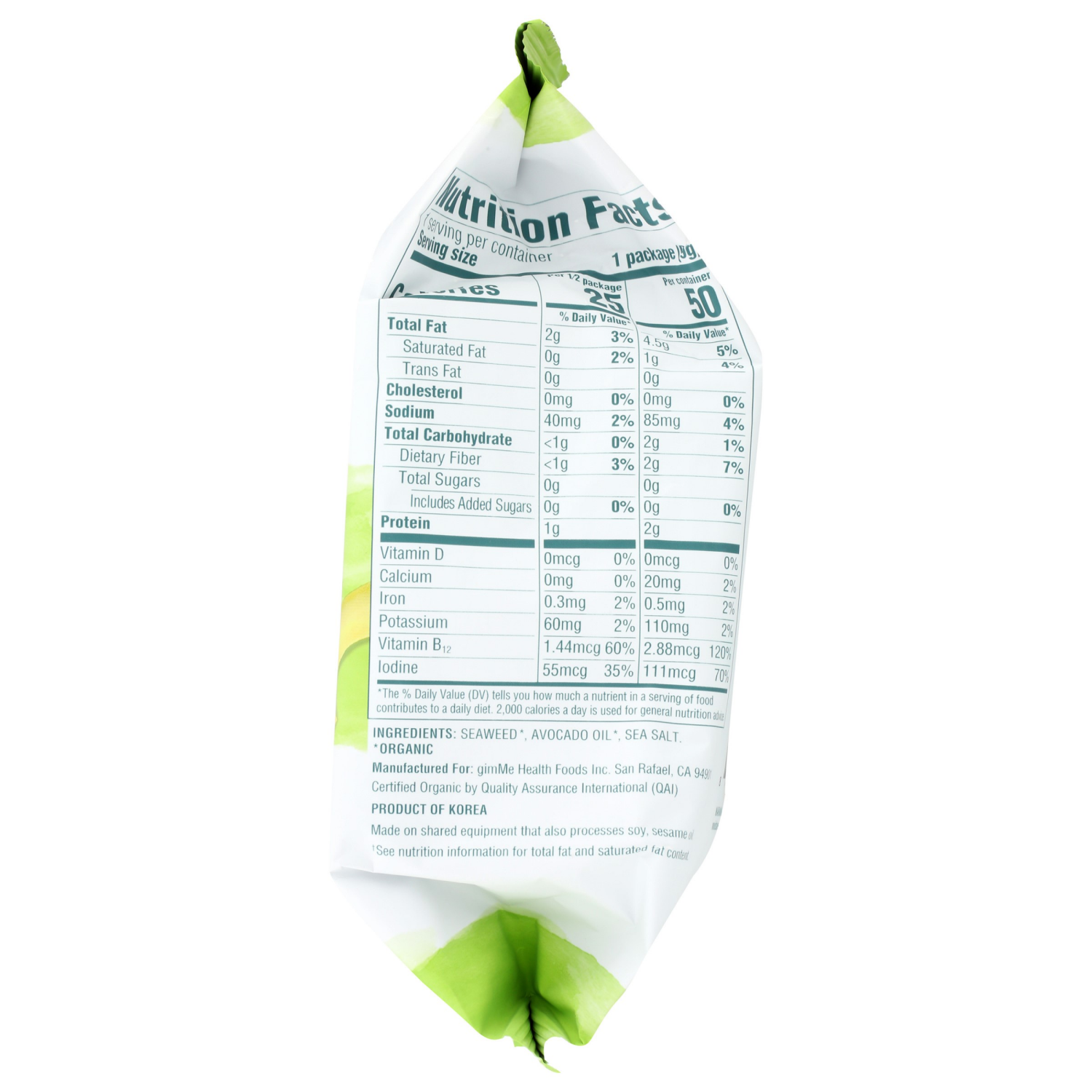 slide 2 of 3, gimme Seaweed Organic Premium Roasted Seaweed Snack, Avocado & Sea Salt- 0.32 oz, 0.32 oz