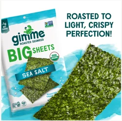 gimMe Big Sheets Roasted Organic Sea Salt Seaweed 0.92 oz