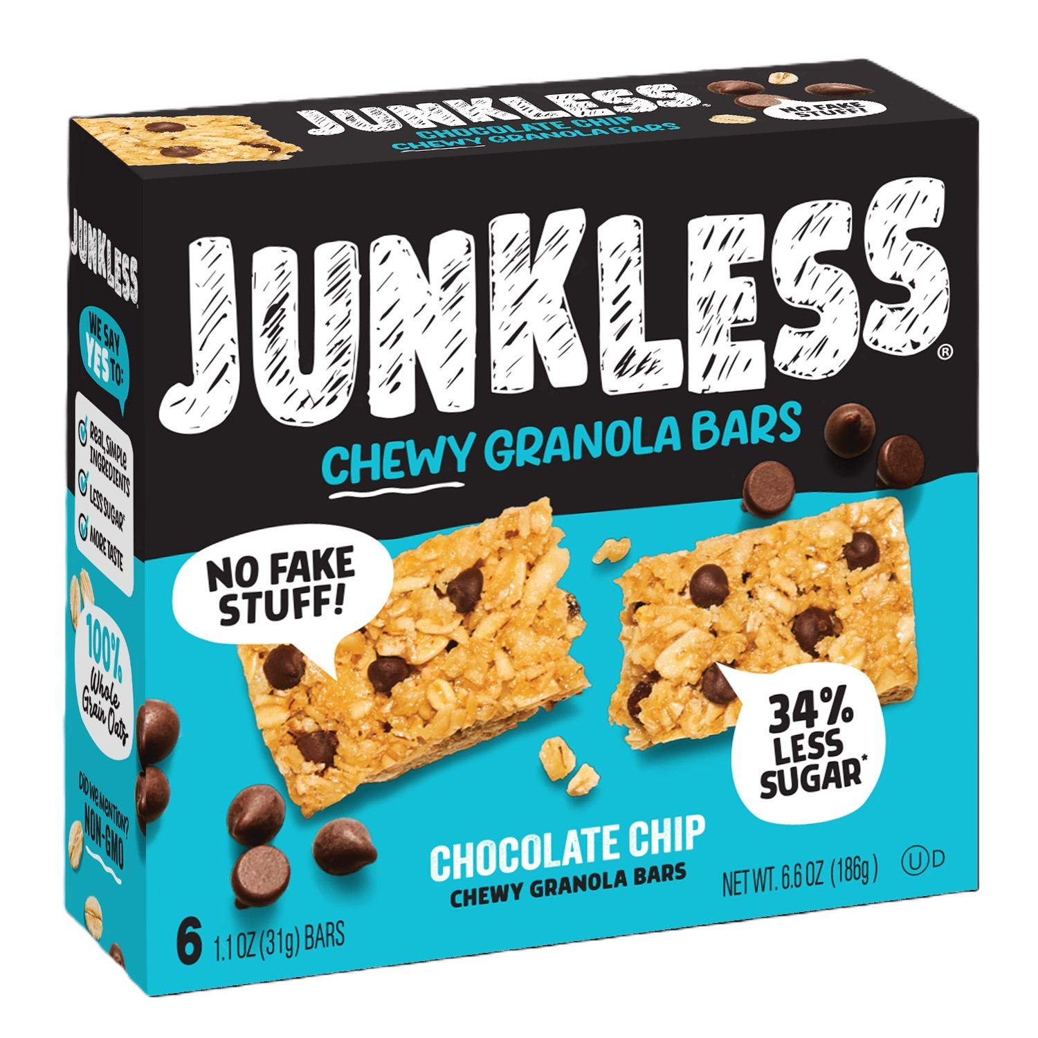 slide 4 of 4, Junkless Chocolate Chip Chewy Granola Bars, 6 ct