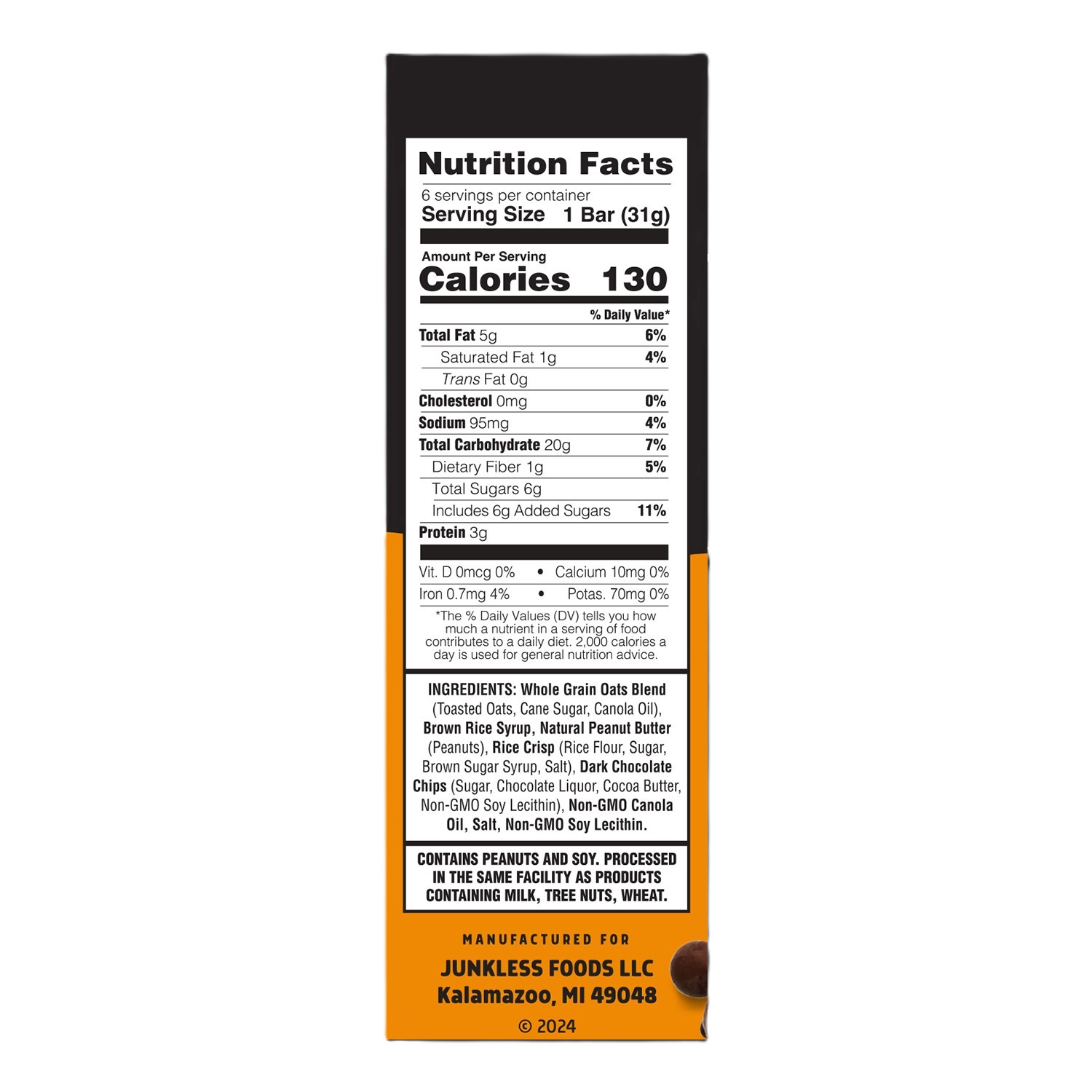 slide 3 of 4, Junkless Chewy Peanut Butter Chocolate Chip Granola Bars 6 - 1.1 oz Bars, 6 ct