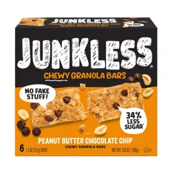 Junkless Chewy Peanut Butter Chocolate Chip Granola Bars 6 - 1.1 oz Bars