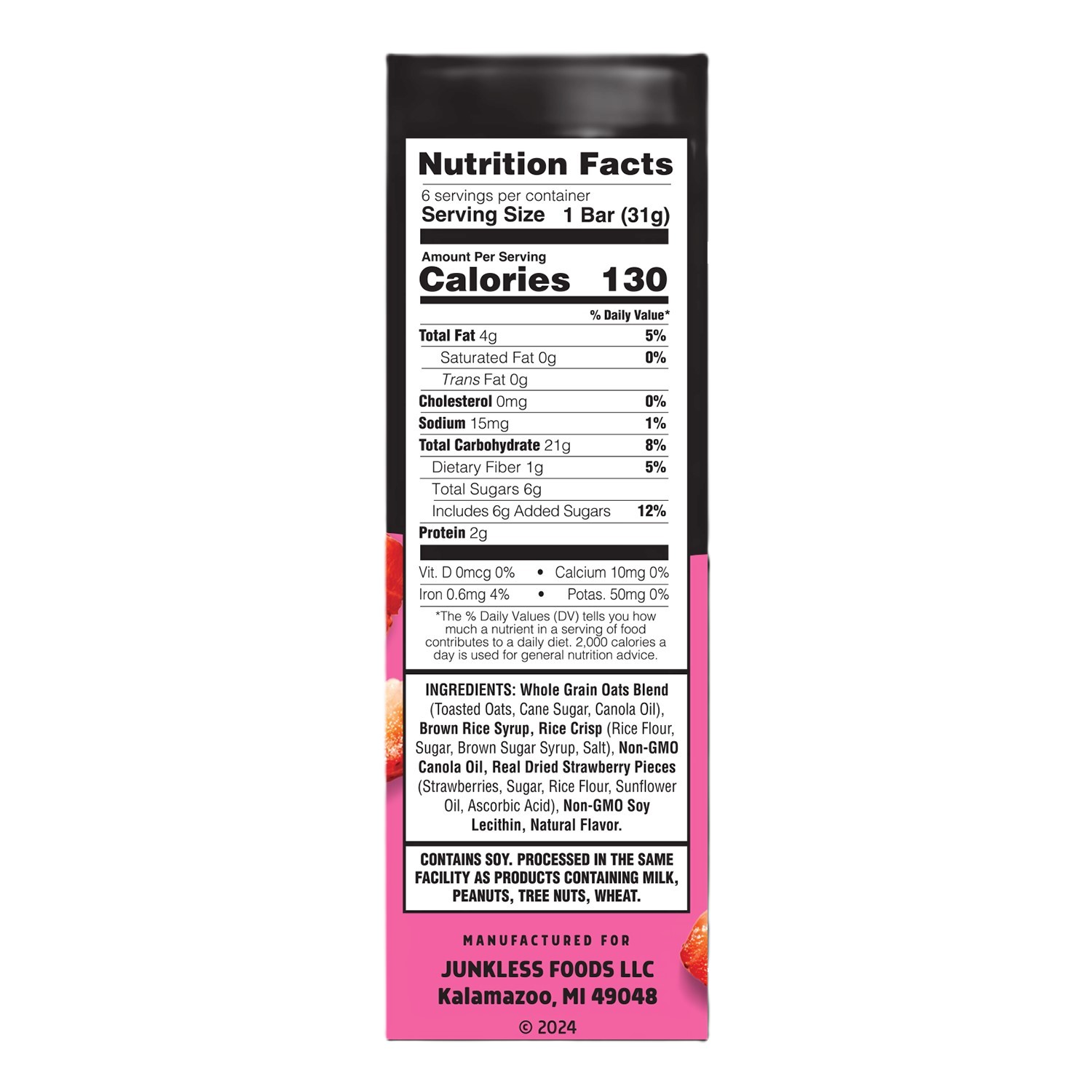 slide 3 of 4, Junkless Strawberry Chewy Granola Bars, 6 ct