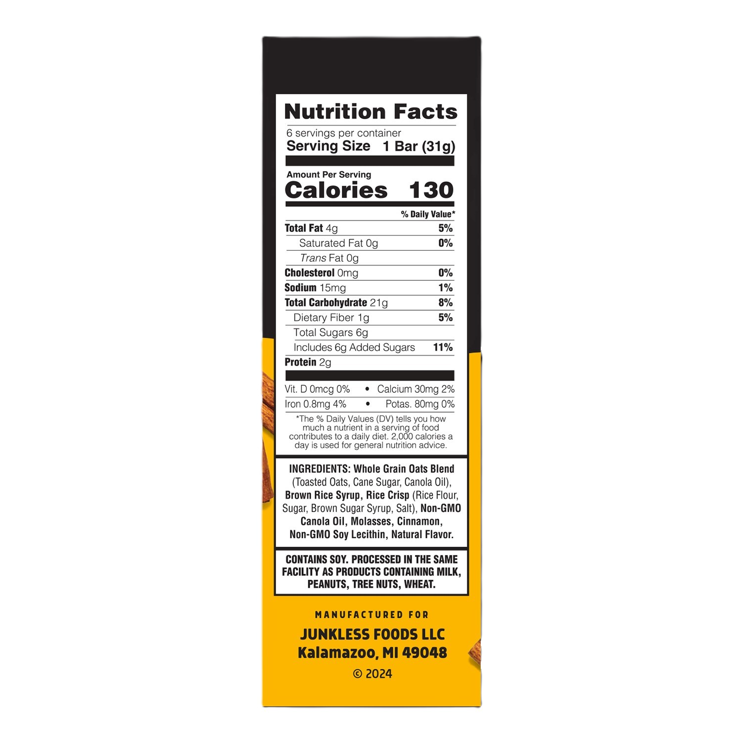 slide 3 of 4, Junkless Cinnamon Roll Chewy Granola Bars, 6 ct