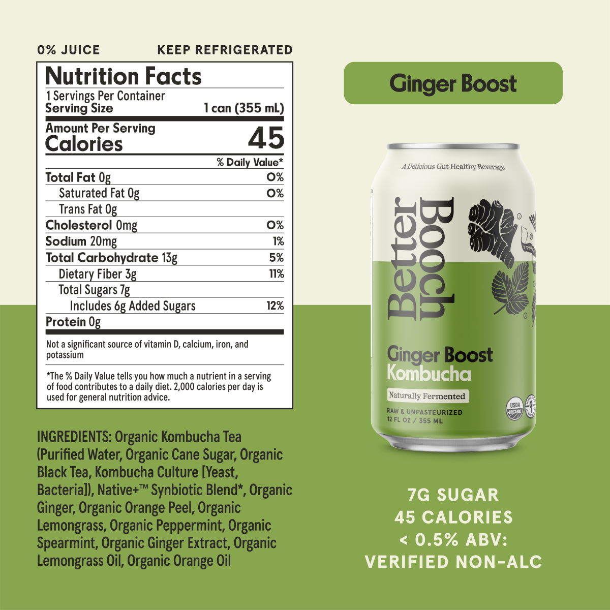 slide 6 of 6, Better Booch Kombucha Sparking Probiotic Drink Ginger Boost, 12 fl oz