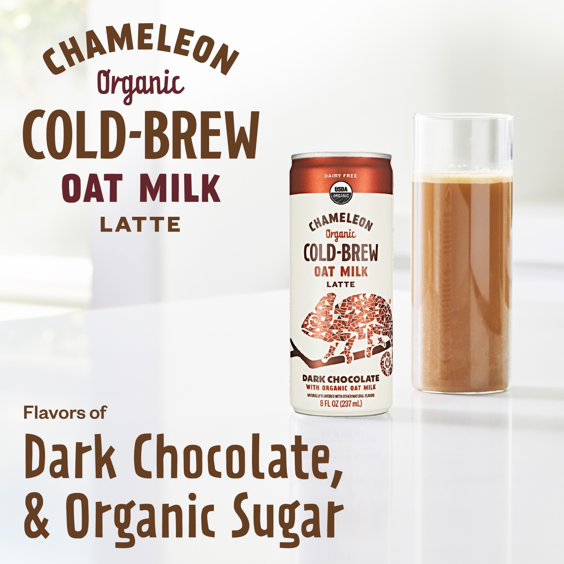 slide 3 of 6, Chameleon Cold-Brew Organic Dark Chocolate Flavored Oat Milk Latte Cold Brew Coffee, 8 oz