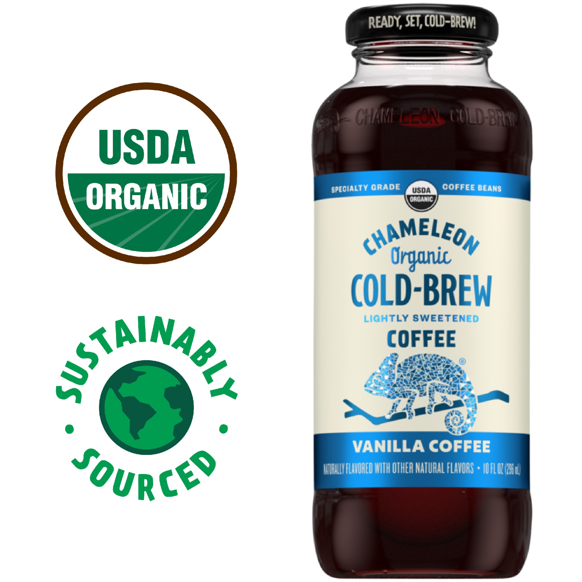 slide 5 of 6, CHAMELEON COLD-BREW Organic Lightly Sweetened Vanilla Coffee 10 fl. oz. Bottle, 10 fl oz
