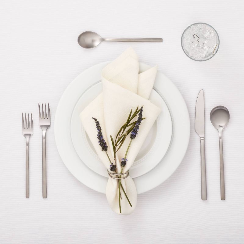 slide 2 of 5, 20pc Ashby Flatware Set Silver - Threshold™: Stainless Steel Silverware, Service for 4, Forks Spoons Knives Set, 20 ct