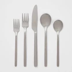 20pc Ashby Flatware Set Silver - Threshold™: Stainless Steel Silverware, Service for 4, Forks Spoons Knives Set