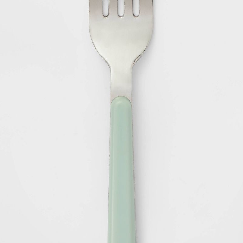 slide 3 of 4, 20pc Plastic Handle Flatware Set Mint - Room Essentials™: Stainless Steel Silverware Set, Service for 4, Forks Spoons Knives, 20 ct