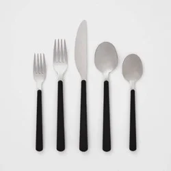 20pc Plastic Handle Flatware Set Black - Room Essentials™