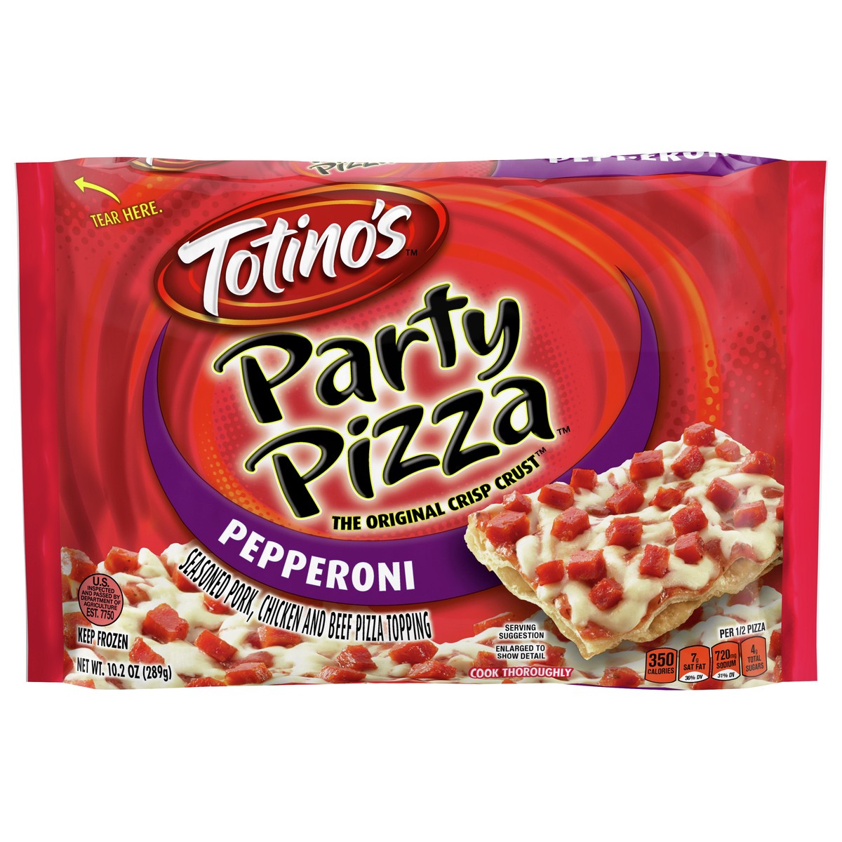 slide 1 of 8, Totino's Pepperoni Party Frozen Pizza - 10.2oz, 10.2 oz