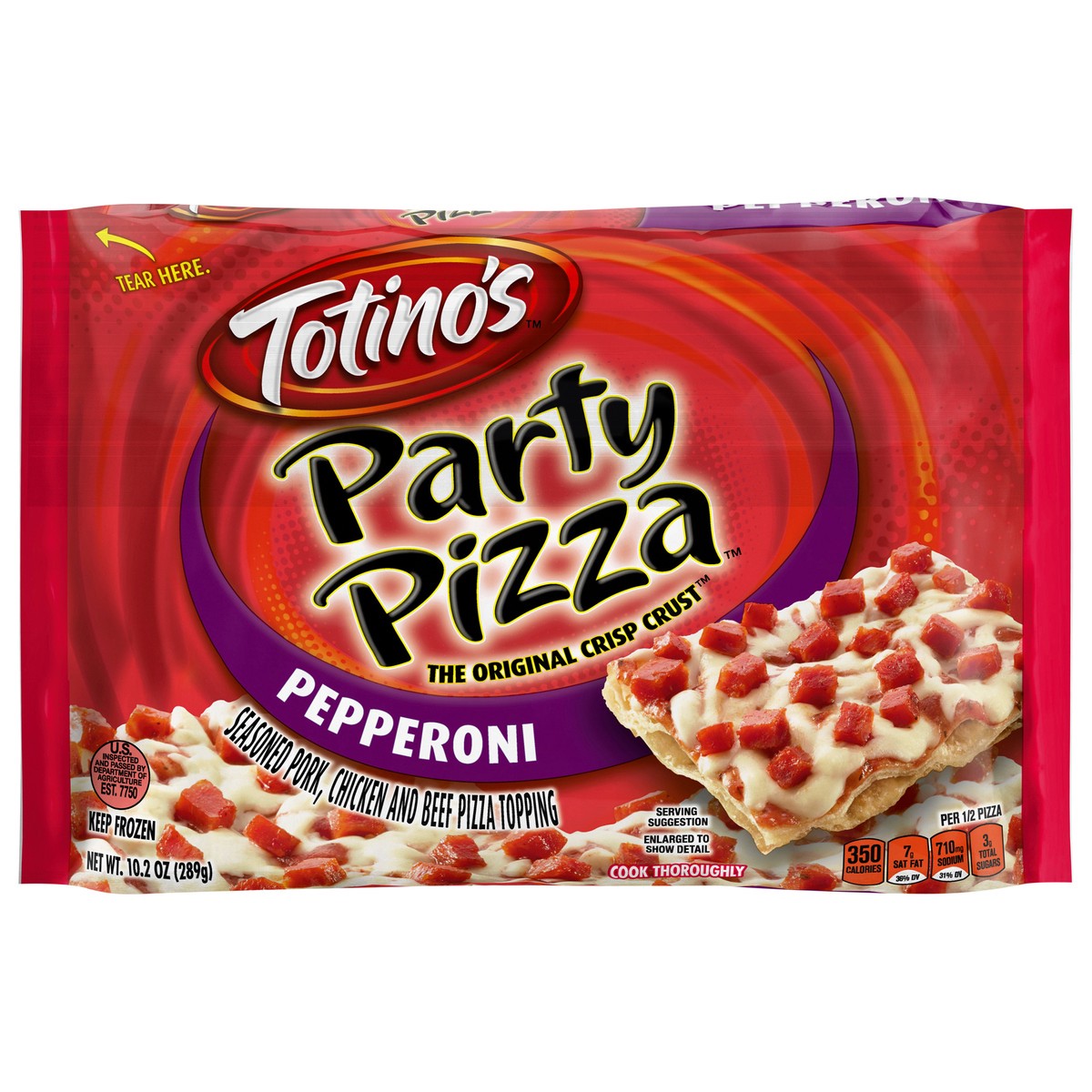 slide 1 of 1, Totino's Pepperoni Party Pizza, Frozen Pizza, 10.2 oz., 10.2 oz