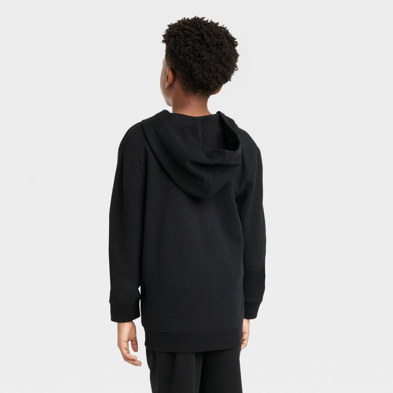 slide 2 of 3, Boys' Fleece Zip-Up Sweatshirt - Cat & Jack™ Black S: Heavyweight Cotton Blend, Hooded, Kangaroo Pocket,, 1 ct