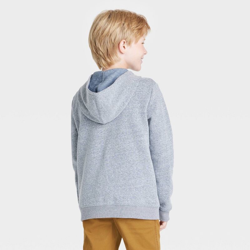 slide 2 of 3, Boys' Fleece Zip-Up Sweatshirt - Cat & Jack™ Charcoal Gray M: Heavyweight Casual Hooded Top, 1 ct