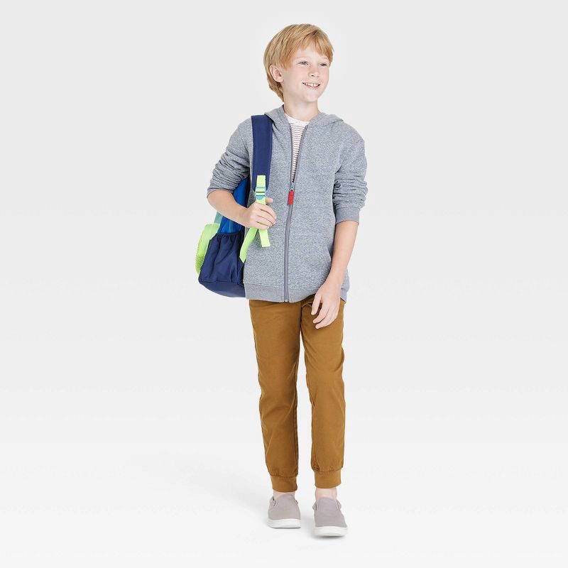 slide 3 of 3, Boys' Fleece Zip-Up Sweatshirt - Cat & Jack™ Charcoal Gray M: Heavyweight Casual Hooded Top, 1 ct