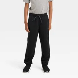 Boys' Fleece Jogger Pants - Cat & Jack™ Black M: Reinforced Knee, Side Pocket, Drawstring Waist