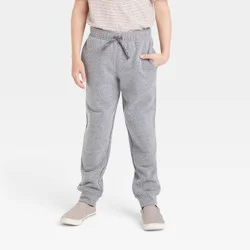 Boys' Fleece Jogger Pants - Cat & Jack™ Gray L: Reinforced Knee, Side Pocket, Flexible Drawstring, Heavyweight Fleece