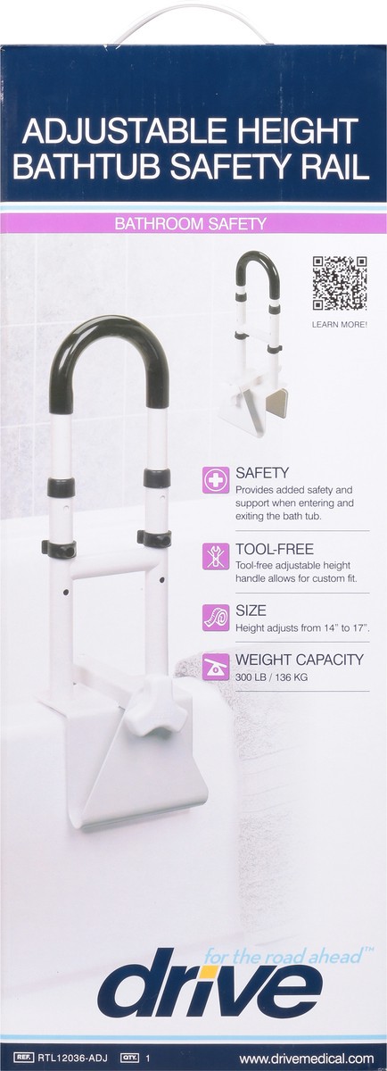 slide 7 of 9, Drive Bathroom Safety Adjustable Height Bathtub Safety Rail 1 ea, 1 ct