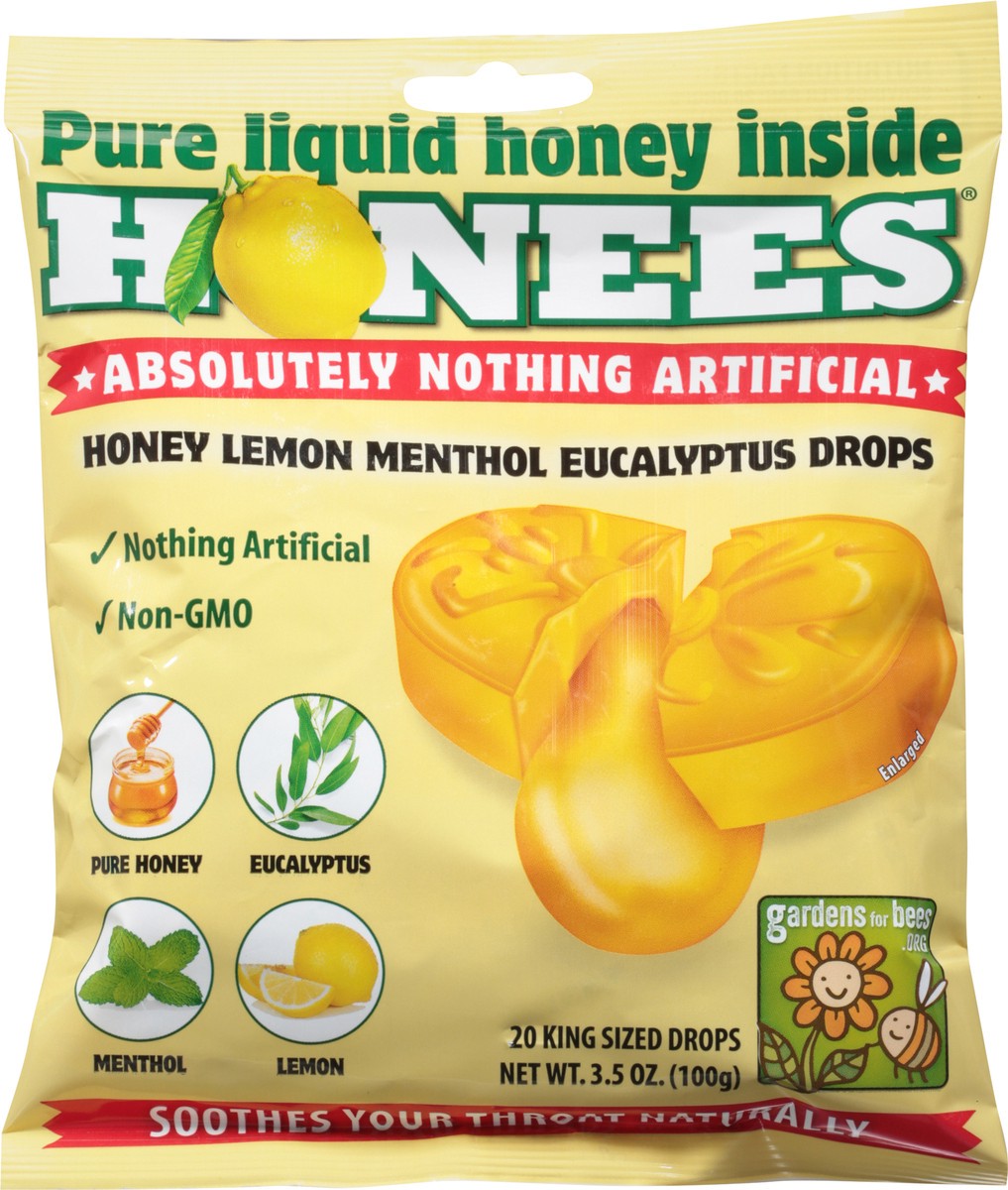 slide 6 of 9, Honees Menthol Honey Lemon Eucalyptus Drops King Sized 20 ea, 20 ct