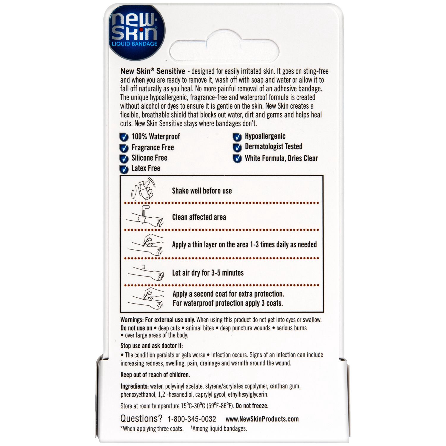 slide 3 of 3, New Skin Sensitive Liquid Bandage Sensitive, 0.3 oz