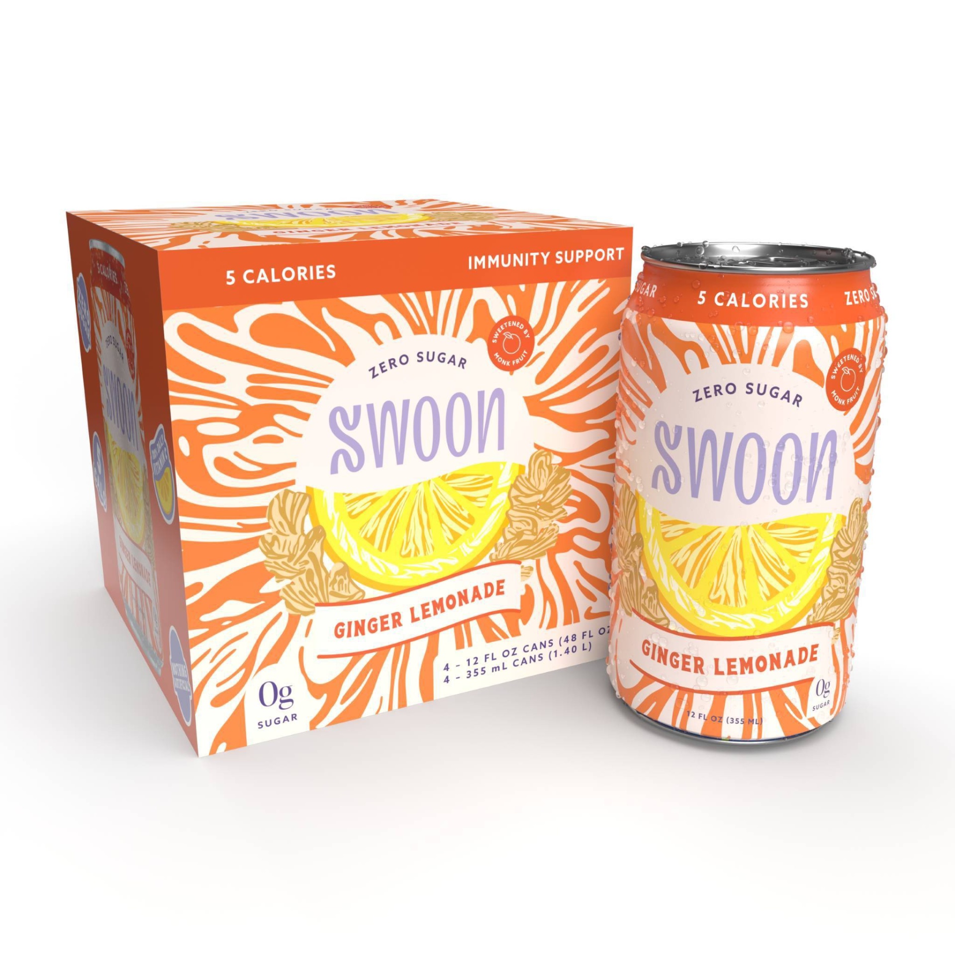 slide 1 of 5, Swoon Ginger Lemonade - 4pk/12 fl oz Cans, 4 ct; 12 fl oz