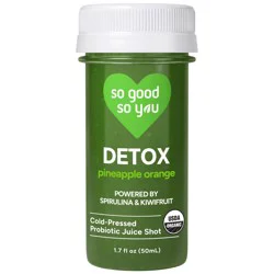 So Good So You Organic Probiotic Juice Shot Detox Pineapple Orange, 1.7 Fl Oz