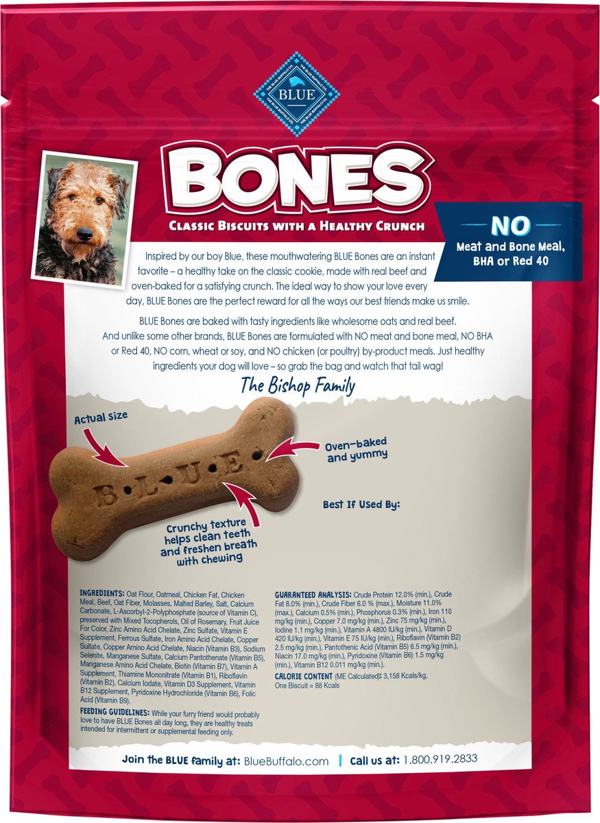 slide 2 of 3, Blue Buffalo Bones Natural Crunchy Dog Treats, Large Dog Biscuits, Beef, 16 oz