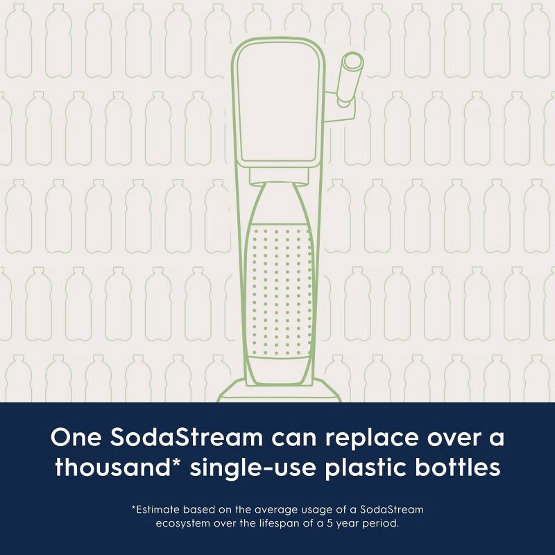 slide 9 of 10, SodaStream Art Sparkling Water Maker with CO2 and Carbonating Bottle Black: Matte Finish, 60L Cartridge, Hand Wash, 60 liter