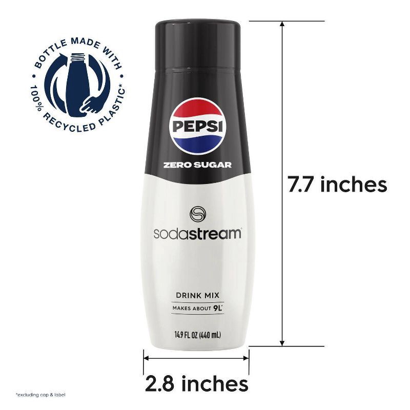 slide 7 of 8, SodaStream Pepsi Zero Soda Mix - 14.9 fl oz: Sugar-Free, Low Sodium, Kosher, Liquid Concentrate, 811572027636, 14.9 fl oz