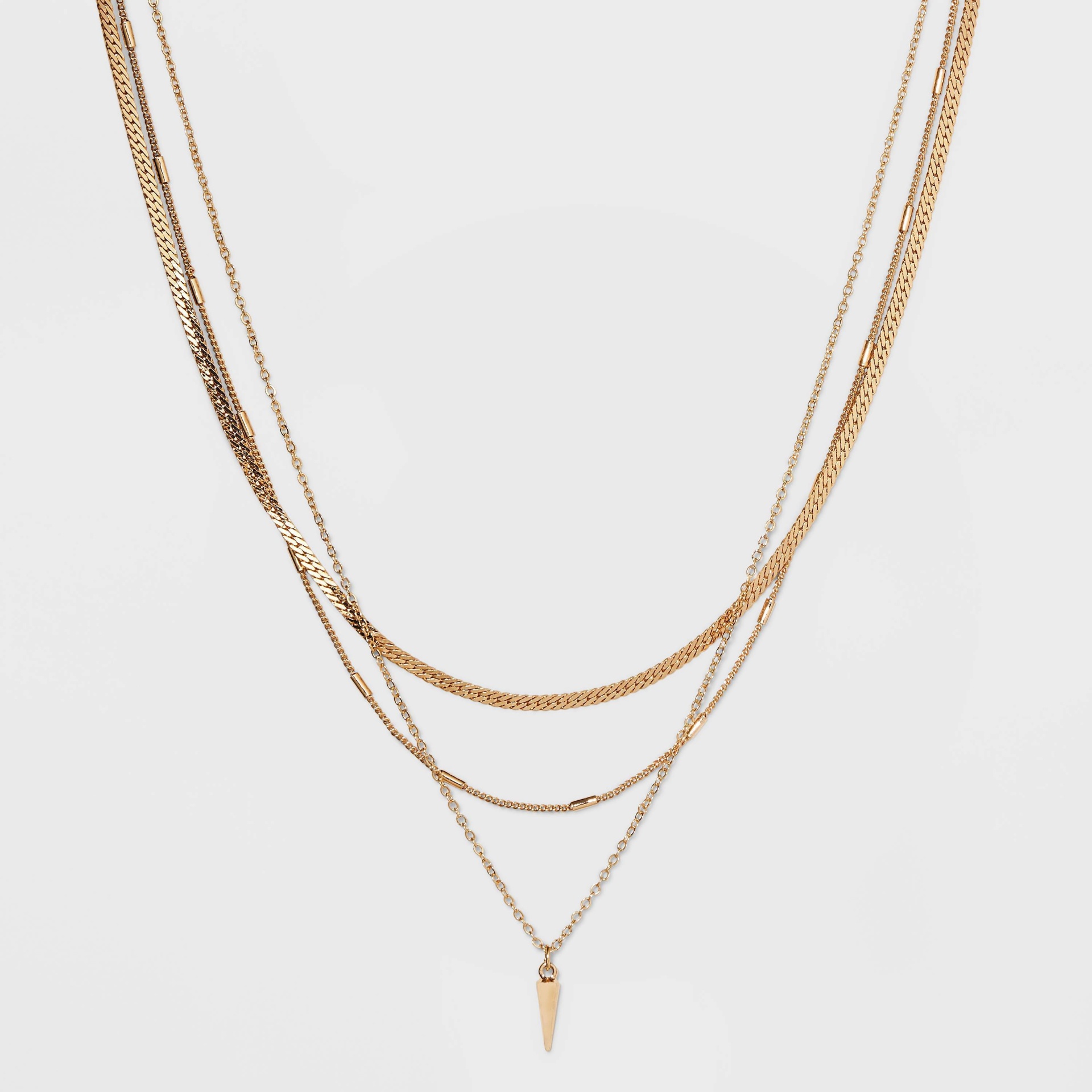 slide 1 of 3, Herringbone Point Charm Multi-Strand Chain Necklace - A New Day Gold, 1 ct