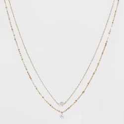 Cubic Zirconia Multi-Strand Chain Necklace - A New Day™ Gold: Nickel-Free Metal, Lobster Claw Clasp