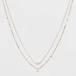 Cubic Zirconia Multi-Strand Chain Necklace - A New Day™ Gold: Nickel-Free Metal, Lobster Claw Clasp