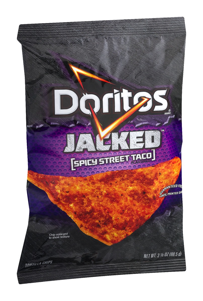 slide 2 of 8, Doritos Jacked Spicy Street Taco Flavored Tortilla Chips 3.125 Ounce Plastic Bag, 3.125 oz